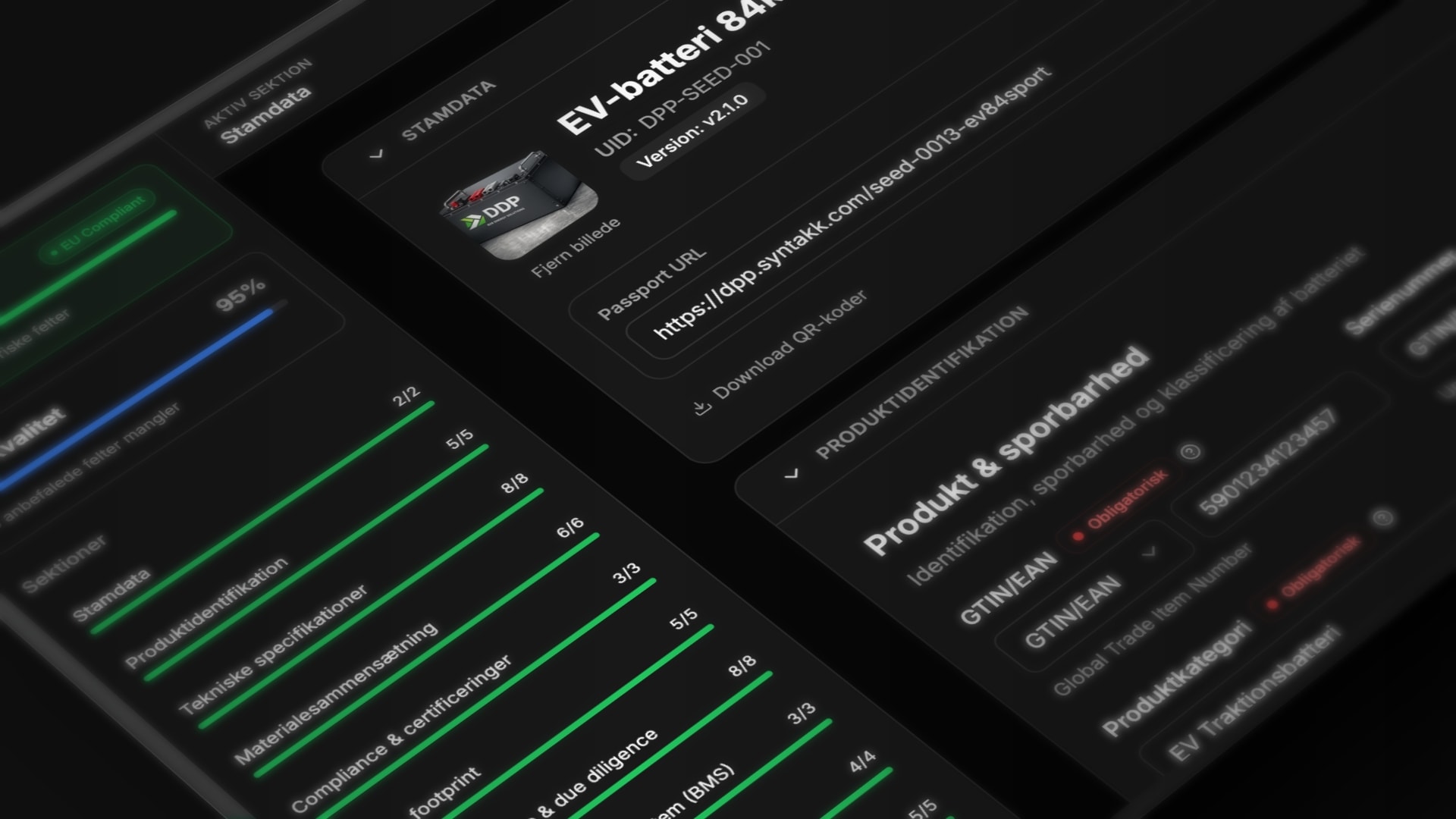 Syntakk platform med batteripas oversigt og compliance dashboard