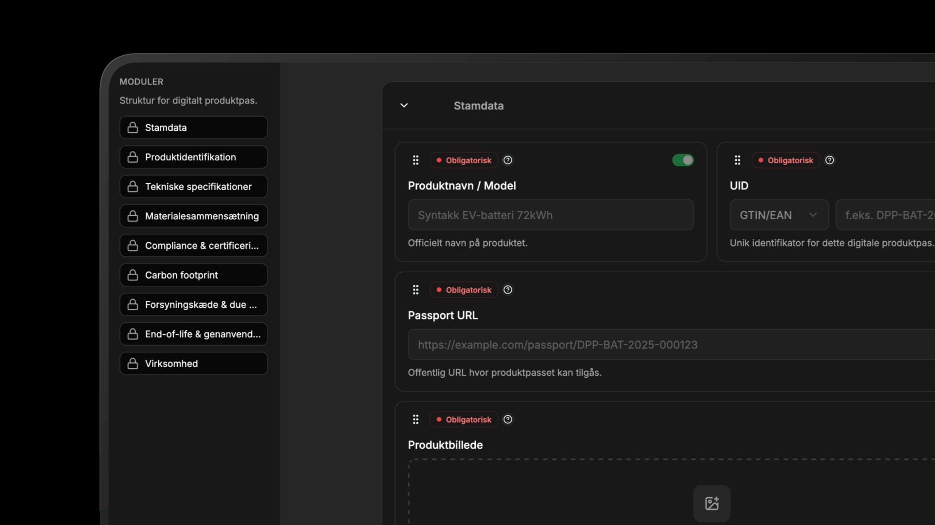 Syntakk skabelon til digitalt produktpas med EU Battery Regulation krav